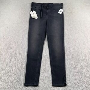 NWT Rag & Bone Jeans Womens 30‎ 10 Inch Capri W/Slit Stretch Denim Black Rock